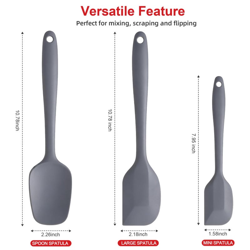 Cooptop Silicone Spatula Set - Rubber Spatula - 600Â°F Heat Resistant Baking Spoon & Spatulas(Dark Grey) - Image 2