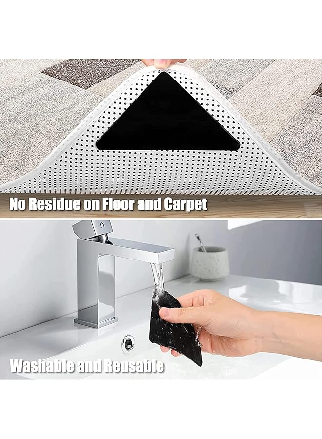 إيروريكس 4 قطع من سجادات السجاد وحاملات القابض غير القابلة للانزلاق للأرضيات الخشبية والبلاط قابلة لإعادة الاستخدام وقابلة للغسل للأرضيات البلاط باللون الأسود - Image 5