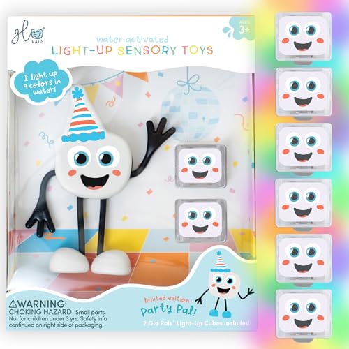 Glo Pals New Glo Pals Water-Activated Bath Toy with 6 Reusable Light-Up Cubes for Sensory Play (Party Pal) - Image 1