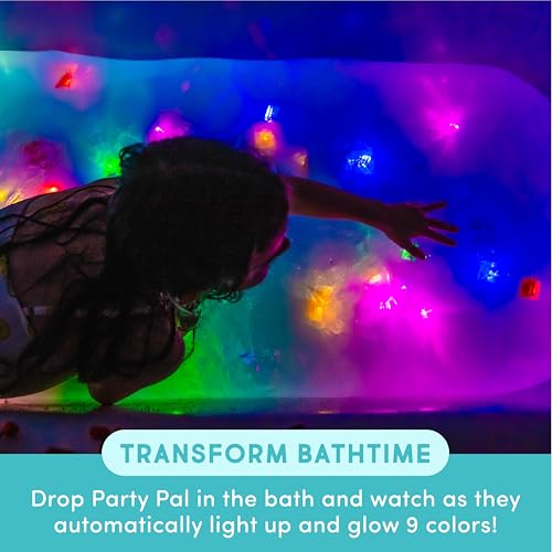 Glo Pals New Glo Pals Water-Activated Bath Toy with 6 Reusable Light-Up Cubes for Sensory Play (Party Pal) - Image 3