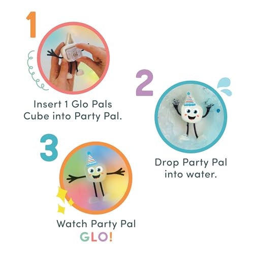 Glo Pals New Glo Pals Water-Activated Bath Toy with 6 Reusable Light-Up Cubes for Sensory Play (Party Pal) - Image 5