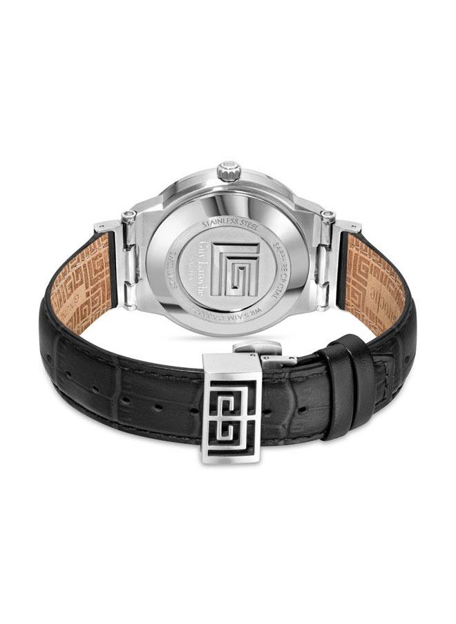 Guy Laroche Sacha 42mm Men's Analog Swiss Watch with Black Genuine Leather Strap & Green Dial  - Image 3