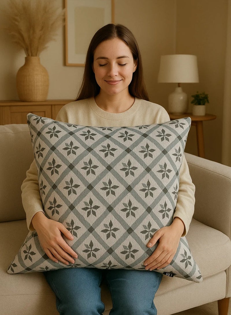 لوفت وسادة مربعة عصرية برسومات جرافيكية، بلمسة بوهو عصرية، قماش ناعم، مناسبة لغرفة المعيشة أو غرفة النوم أو الصالة أو المكتب، 65×65 سم - 217T-Q3 - Image 3