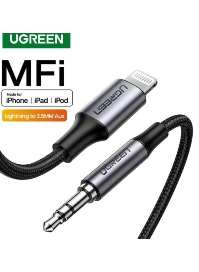 يو جرين كابل UGREEN لايتنينغ إلى 3.5 مم AUX غلاف ألمنيوم مع جديلة 1 متر - Image 2