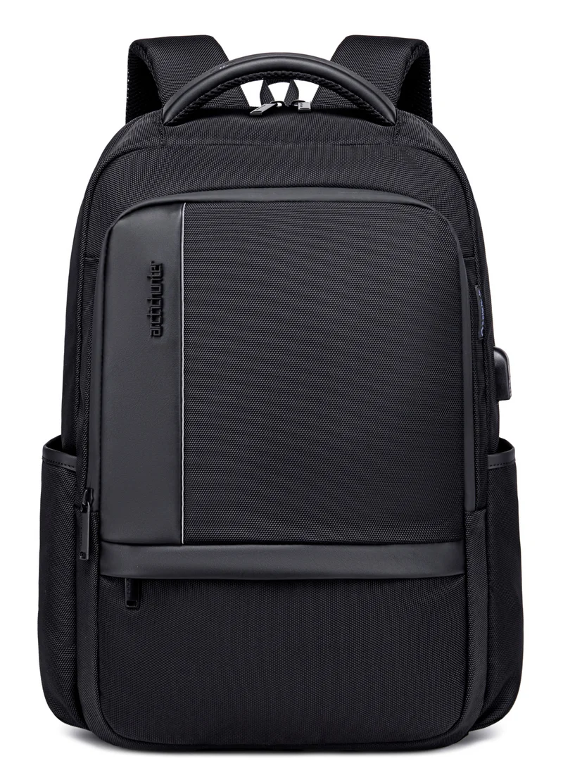 ARCTIC HUNTER Casual Travel Backpack Water Resistant Unisex School College Bag with Built in USB Port and Laptop Compartment for Men and Women B00120C Black