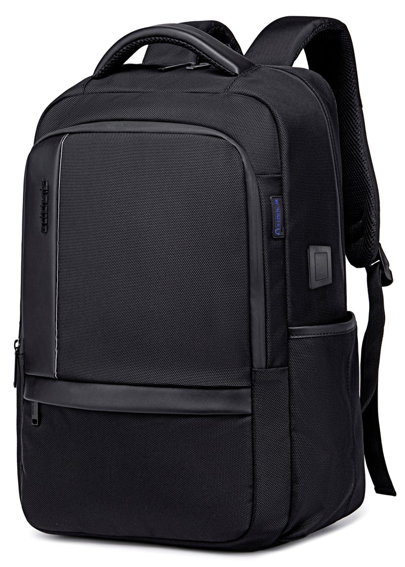 ARCTIC HUNTER Casual Travel Backpack Water Resistant Unisex School College Bag with Built in USB Port and Laptop Compartment for Men and Women, B00120C, Black - Image 1