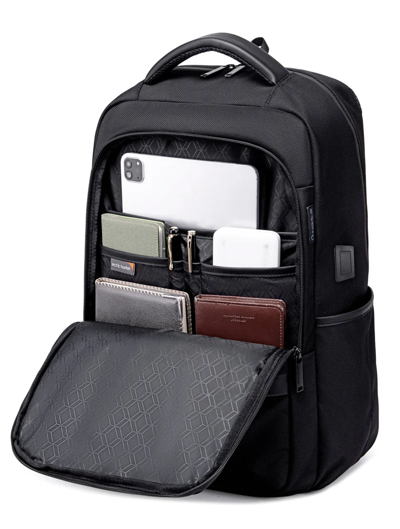 Arctic Hunter Black Casual Travel Backpack Water Resistant Unisex School College Bag with Built in USB Port and Laptop Compartment for Men and Women, B00120C, Black  | Best Price UAE