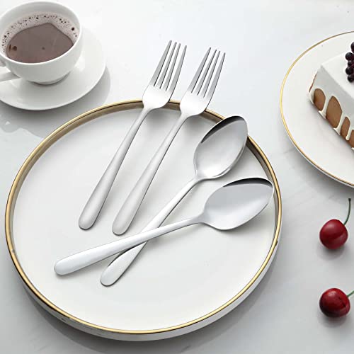 Gymdin 24 Pcs Forks and Spoons Silverware Set, Food Grade Stainless Steel Flatware Cutlery Set for Home, Kitchen and Restaurant, 12 Dinner Forks and Dinner Spoons, Mirror Polished & Dishwasher Safe - Image 5