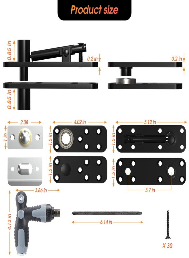 Aglehome Modern Heavy Duty Hidden Door Hinge, Stainless Steel, Black, Powder Coated, 360 Degree Rotation, 260kg/573lbs Capacity - Image 3