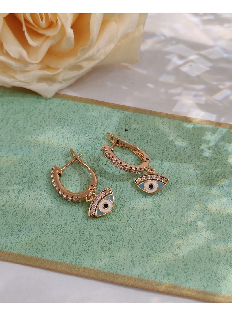 Two pairs of Evil Eye earring set with unique personality and diamond studded fashionable earrings - Image 5