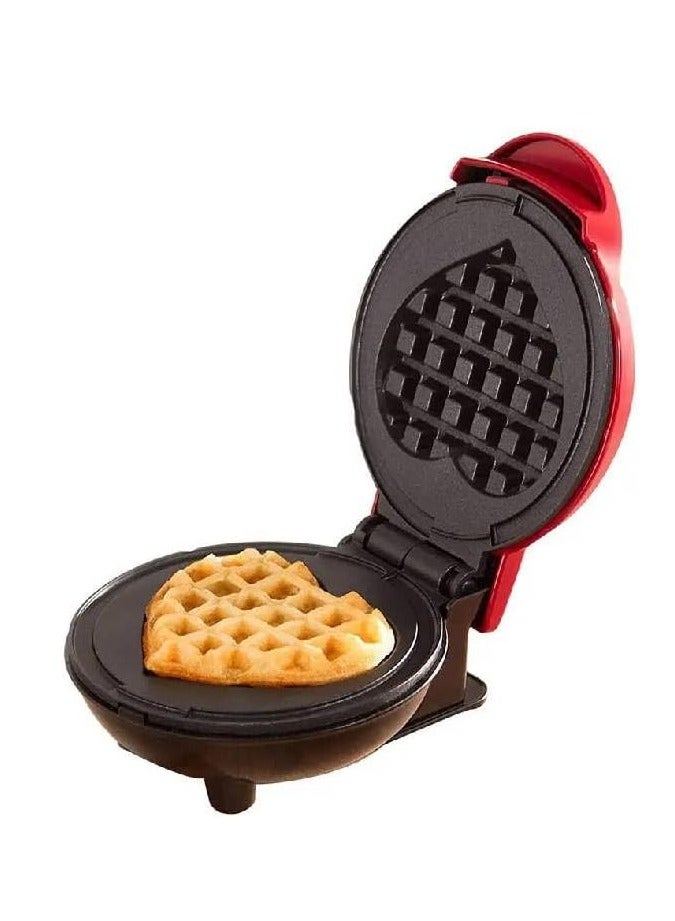 Portal Mini Waffle Maker Non-Stick Coating Cool Touch Handle Round Shape/Red - Image 1