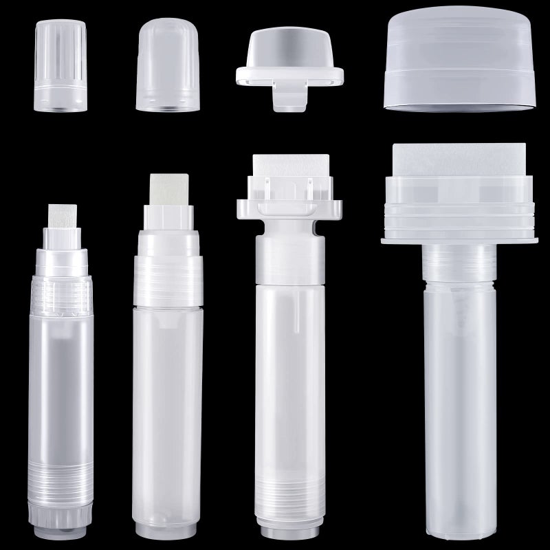 Epakh Set of 4 Empty Refillable Paint Marker White Clear Pen Thick Tip Paint Bottle 4 Sizes Empty Refillable Marker for Art Acrylics Oils Watercolors Stains dyes Inks - Image 1