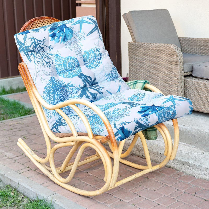 Hoteam 4 Set Outdoor Patio Chair Cushions 20 x 42 in Deep Seat Waterproof Patio Cushions Set for Furniture Replacement Removable Seat and Back (Ocean) - Image 3