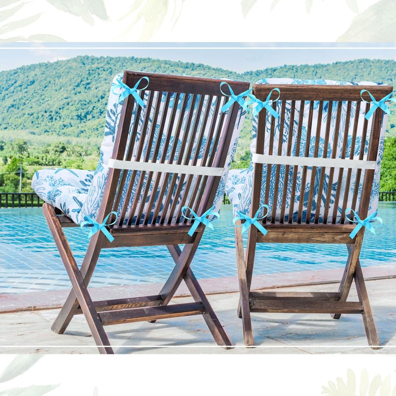 Hoteam 4 Set Outdoor Patio Chair Cushions 20 x 42 in Deep Seat Waterproof Patio Cushions Set for Furniture Replacement Removable Seat and Back (Ocean) - Image 5