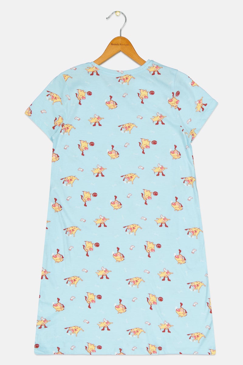 zivame Kids Girl Allover Print Short Sleeve Sleepwear Dress, Multicolor - Image 2