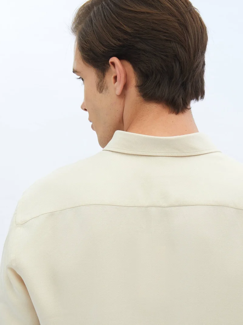 Kip Ecru Corduroy Casual Shirt