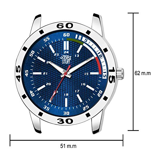 SWADESI STUFF Stainless Steel Analogue Blue Dial Watch For Men And Boys, Silver Band - Image 3