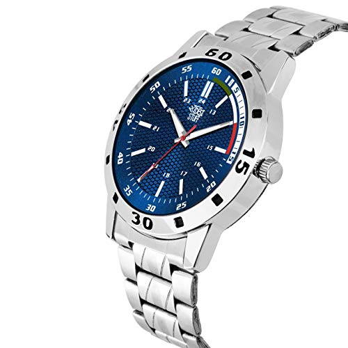 SWADESI STUFF Stainless Steel Analogue Blue Dial Watch For Men And Boys, Silver Band - Image 2
