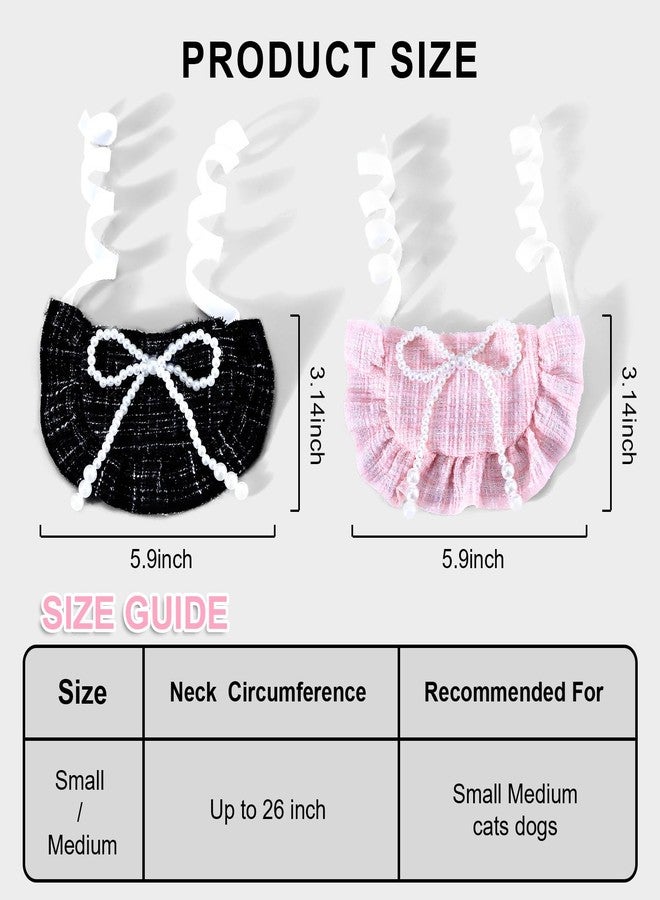 HOWWFALY 2PCS Cat Beret Hat with Pearl Bowtie, Adjustable Bandana Scarf Set Pet Princess Costume for Halloween Christmas, Cat Dog Birthday Party Apparel (Pink Pearl) - Image 5