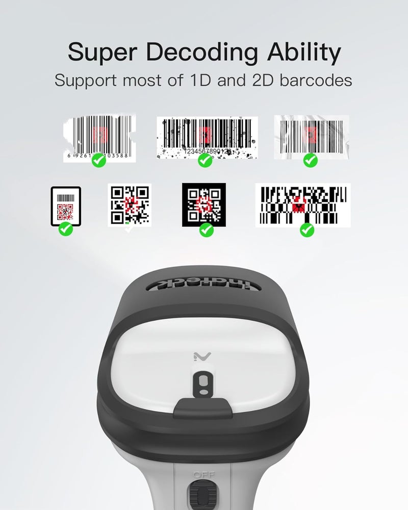 Inateck 2D Barcode Scanner, Wireless Bluetooth QR Code Scanner with AI APP & SDK, 180-Day Battery Life, Fast & Accurate Scanning, Compatible with iOS/Android/Windows, BCST-72 - Image 2