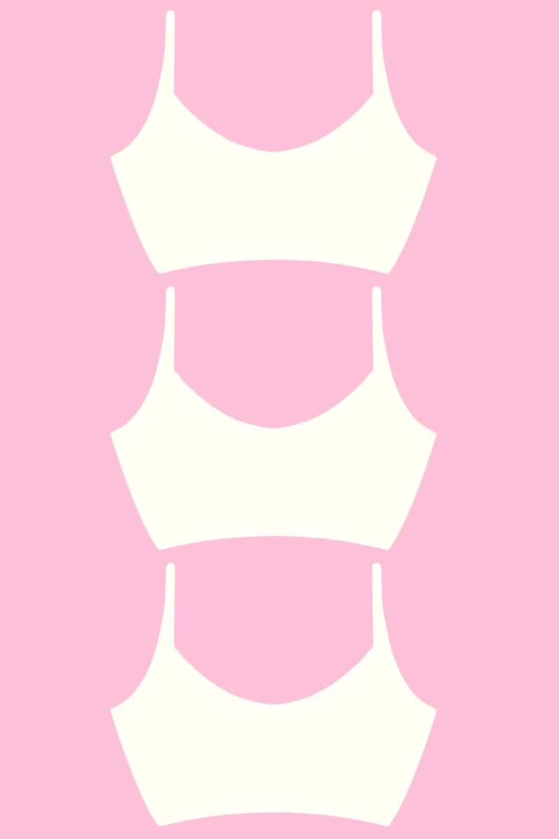 ارما يلدز 3 Pieces White Girl Half Undershirt Padless Cotton Young Girl Training Bra