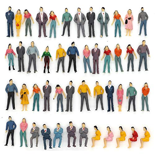 CWBPING 50pcs Building Model Trains Layout 1:50 Painted Figures O Scale Sitting and Standing People Assorted Pose - Image 5