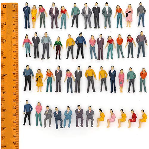 CWBPING 50pcs Building Model Trains Layout 1:50 Painted Figures O Scale Sitting and Standing People Assorted Pose - Image 3