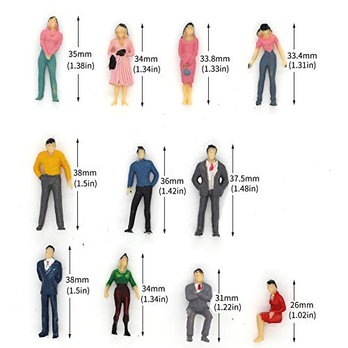 CWBPING 50pcs Building Model Trains Layout 1:50 Painted Figures O Scale Sitting and Standing People Assorted Pose - Image 2