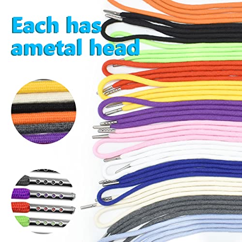 Renashed 24Pack Replacement Drawstrings Universal Drawstrings with 4pcs Drawstring Threaders 10pcs Cord Locks for Pants Sweatpants Hoodies Scrubs Jackets Shorts 51" Long 12 Colors - Image 3