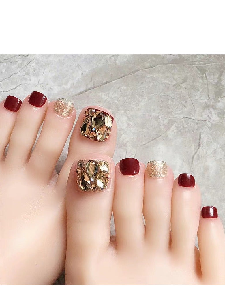 SYNSYB 24-Piece Short Square Press-on Toenails:Acrylic Fake Nails ,toe fake nails for Seamless Fit - Image 1