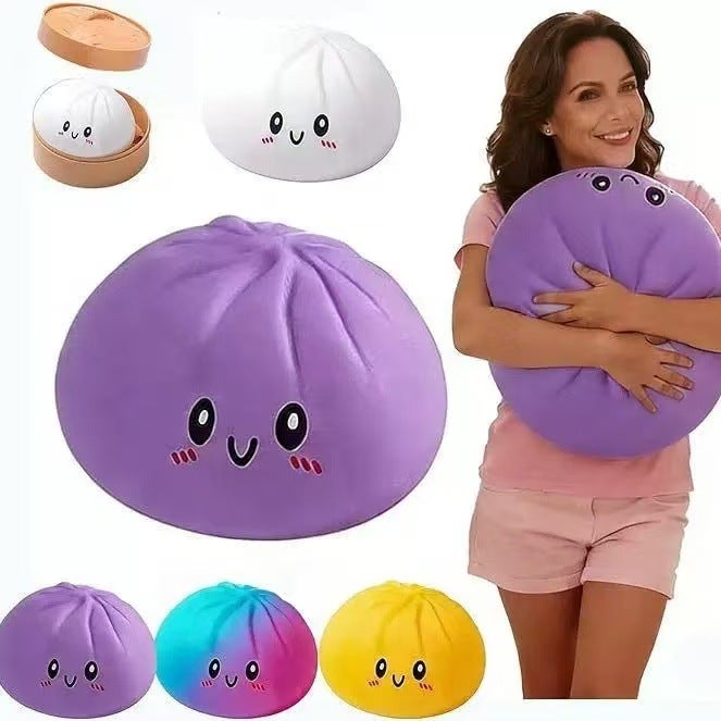 25CM Extra Large Simulation Steamed Bun Stress Relief Toy with Steamer - Image 1