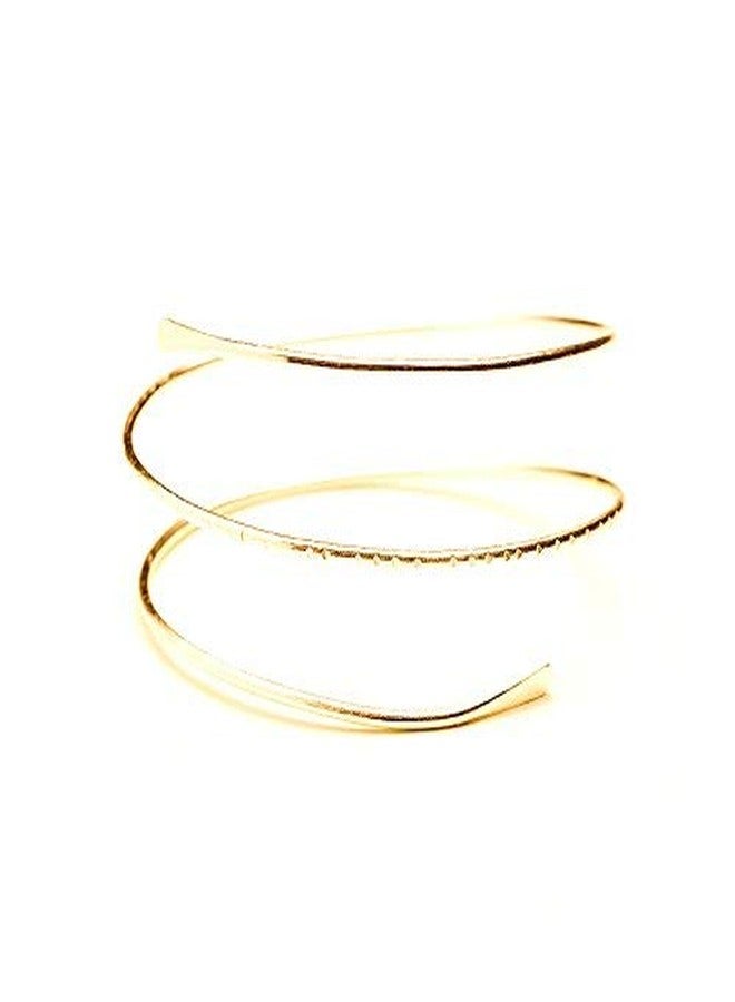 HUNO Minimalist Metal Punk Spiral Coil Upper Arm Cuff Open Arm Bracelet Armlet Adjustable Hammered Wrap Armband Bangle for Women-spiral gold - Image 2