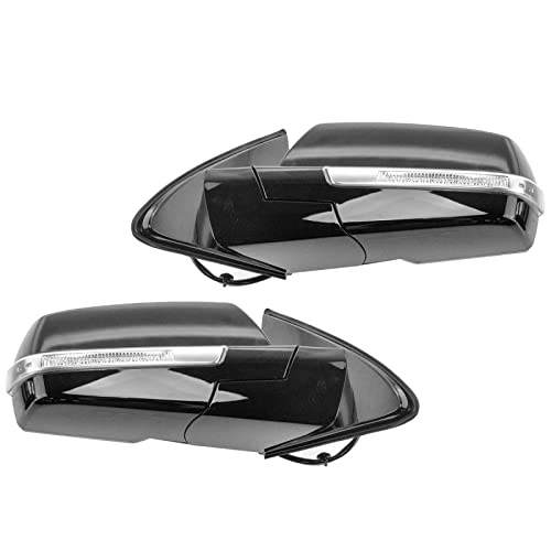 TRQ 2 Piece Driver and Passenger Side Mirror Assembly Set Electric Adjustment Heated Black Upgrade Compatible with 2015-2020 Chevrolet Suburban Tahoe GMC Yukon Yukon XL with spotter Glass GM1320505 - Image 2