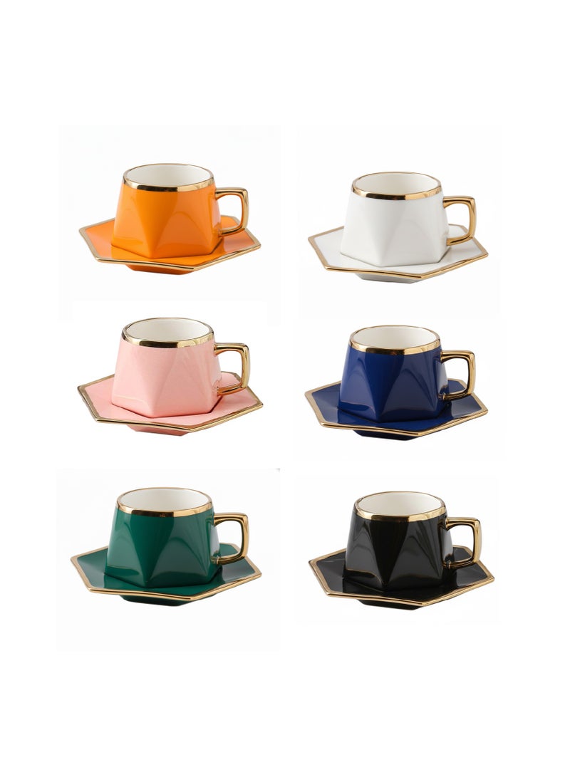 VAV Porcelain 12-Piece  Coffee Cups (200 cc = 200 ml) & Saucers Set For 6 people - Image 1