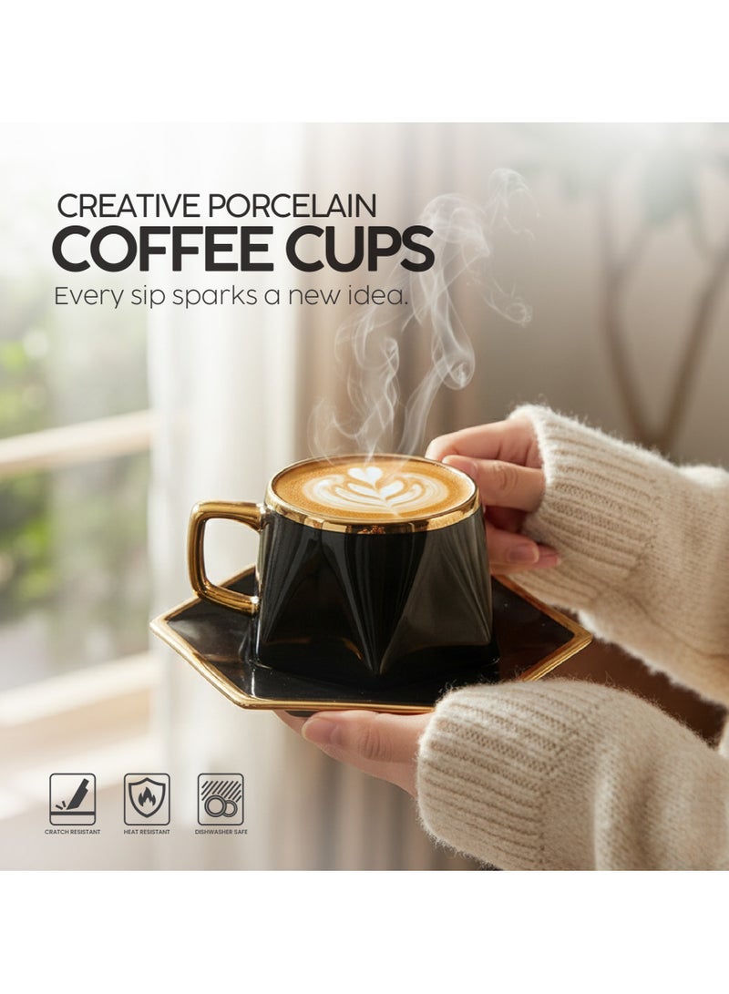 VAV Porcelain 12-Piece  Coffee Cups (200 cc = 200 ml) & Saucers Set For 6 people - Image 3