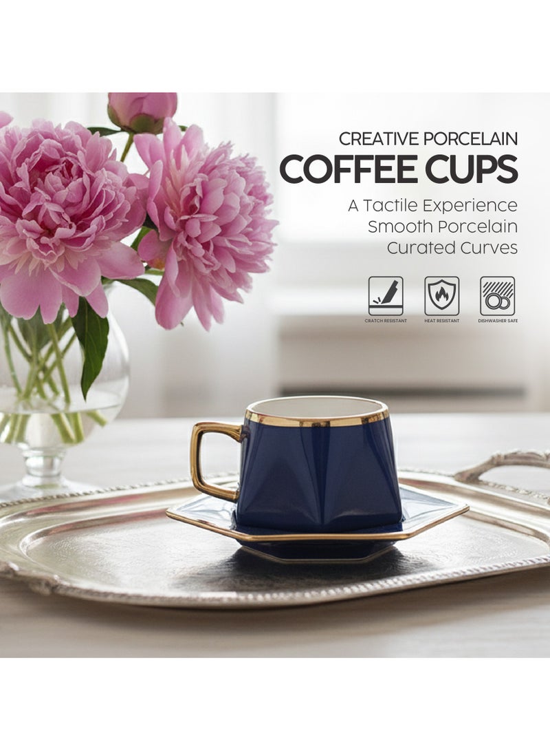 VAV Porcelain 12-Piece  Coffee Cups (200 cc = 200 ml) & Saucers Set For 6 people - Image 4