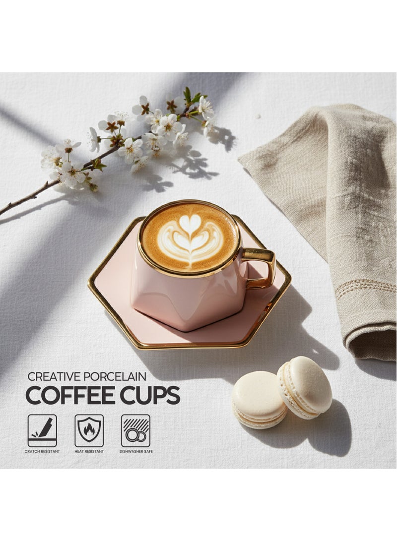 VAV Porcelain 12-Piece  Coffee Cups (200 cc = 200 ml) & Saucers Set For 6 people - Image 5