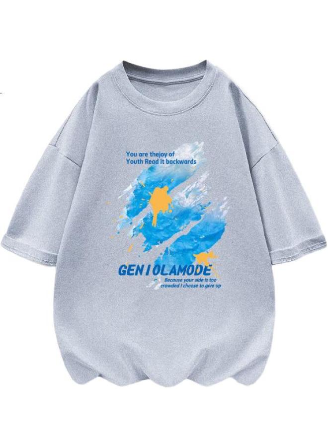 GENIOLAMODE Men'S Short Sleeve T-Shirt New Loose Casual Trendy Brand Printed Half Sleeve Summer Pure Cotton Comfortable T-Shirt - Image 3