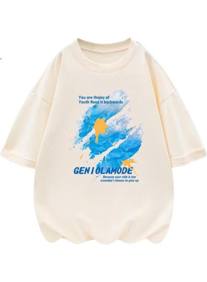 GENIOLAMODE Men'S Short Sleeve T-Shirt New Loose Casual Trendy Brand Printed Half Sleeve Summer Pure Cotton Comfortable T-Shirt - Image 2