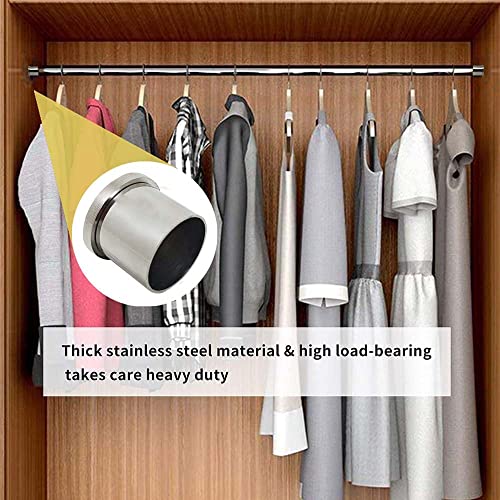 VOLO Stainless Steel Round Closet Rod, Wardrobe Hanger Rod, Rod For Hanging Clothes In Wardrobe With End Supports 19 Mm (Size : 2 Ft.), Silver - Image 4