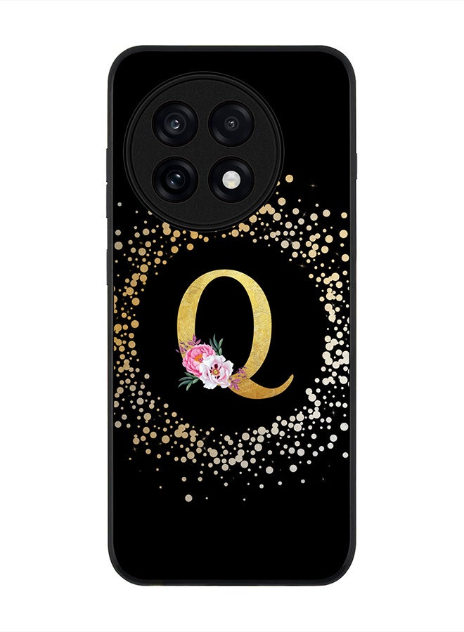 Stylizedd For OnePlus 13R / Ace 5 Pro Case,Slim fit Camera Protection, Shockproof Thin Phone cover  - Custom Monogram Floral - Q ( Black )