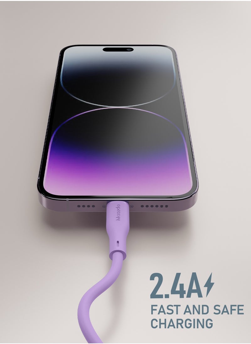Moxedo Moxedo CavoX Pro USB-C to Lightning Silicone Cable 27W PD Fast Charge and Data Sync Compatible for iPhone 14/13/12/11 Pro Max X/XS/XR 8 7 6s Plus SE (Purple, 1.2m)  - Image 2