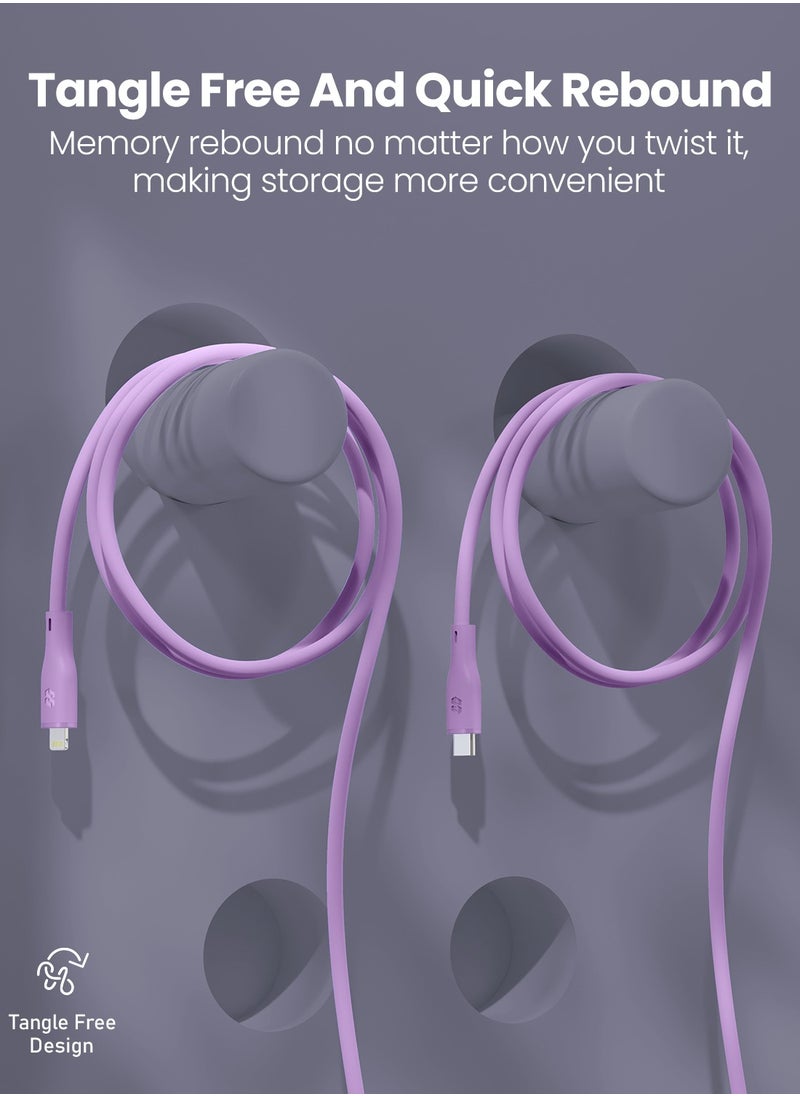 Moxedo Moxedo CavoX Pro USB-C to Lightning Silicone Cable 27W PD Fast Charge and Data Sync Compatible for iPhone 14/13/12/11 Pro Max X/XS/XR 8 7 6s Plus SE (Purple, 1.2m)  - Image 5