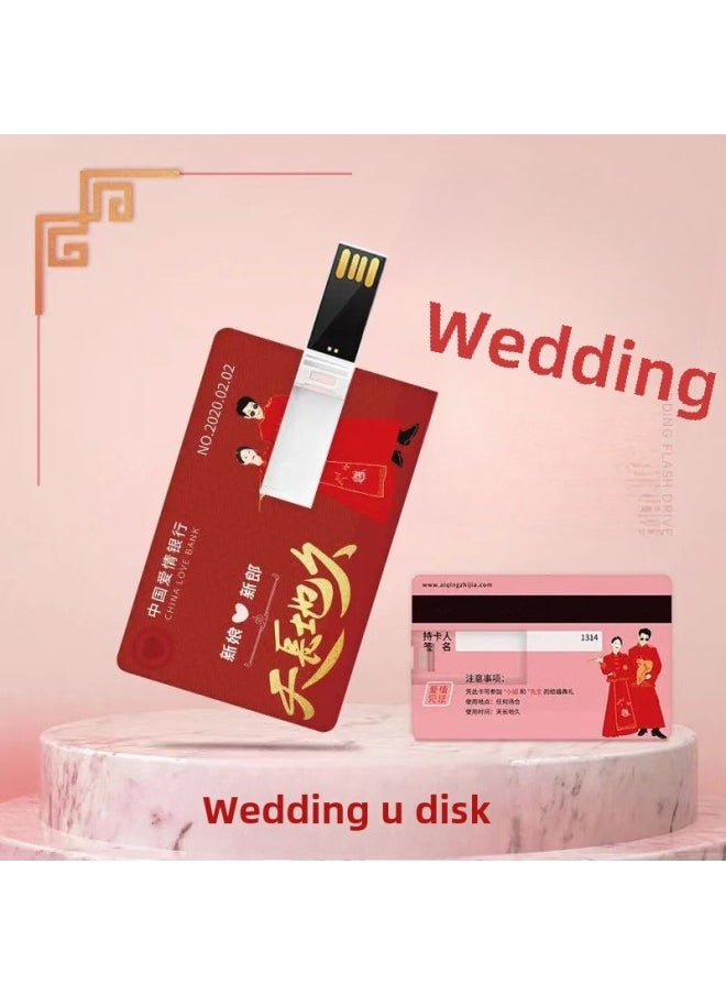 Generic Card U Disk 32g Card Exhibition Enterprise Lettering Logo Business Card Card Wedding Creative Bidding Disk USB-Color:Wedding-Capacity:128GB  - Image 2