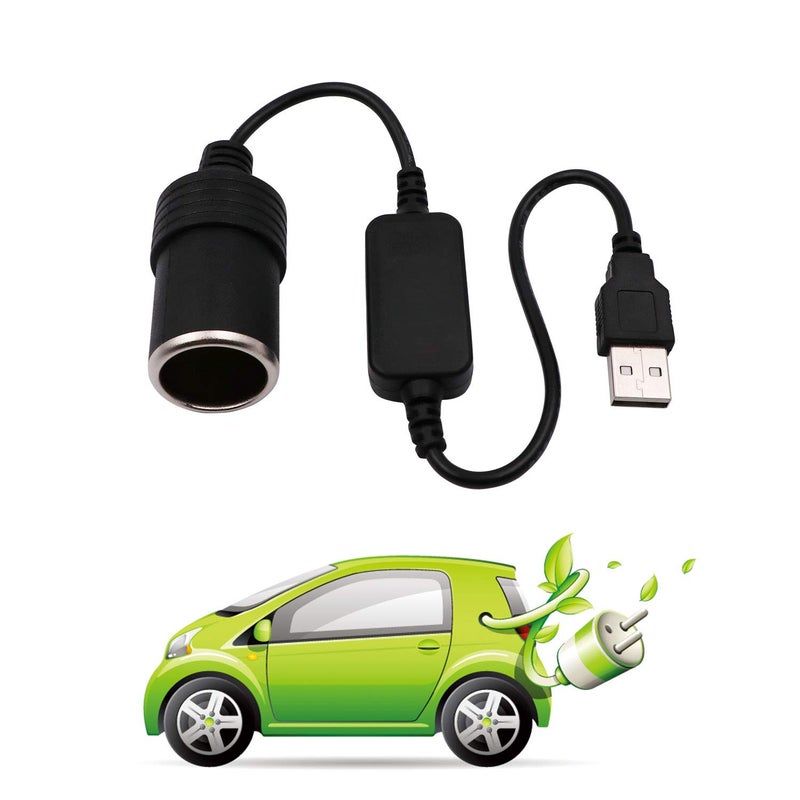 WYMECT USB A Male to 12V Car Cigarette Lighter Socket Female Converter Cable 2-Pack - Image 4