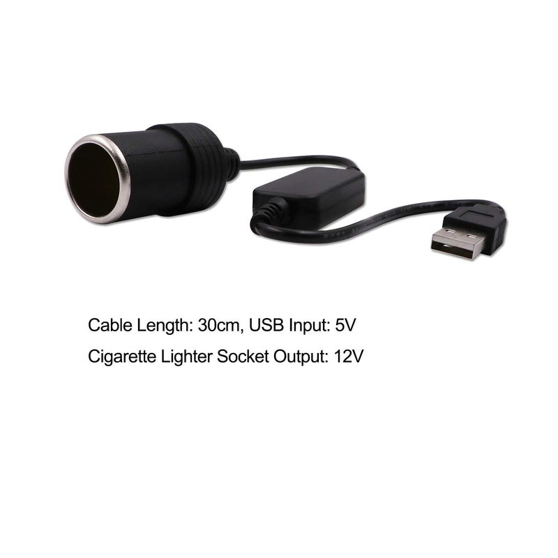 WYMECT USB A Male to 12V Car Cigarette Lighter Socket Female Converter Cable 2-Pack - Image 2