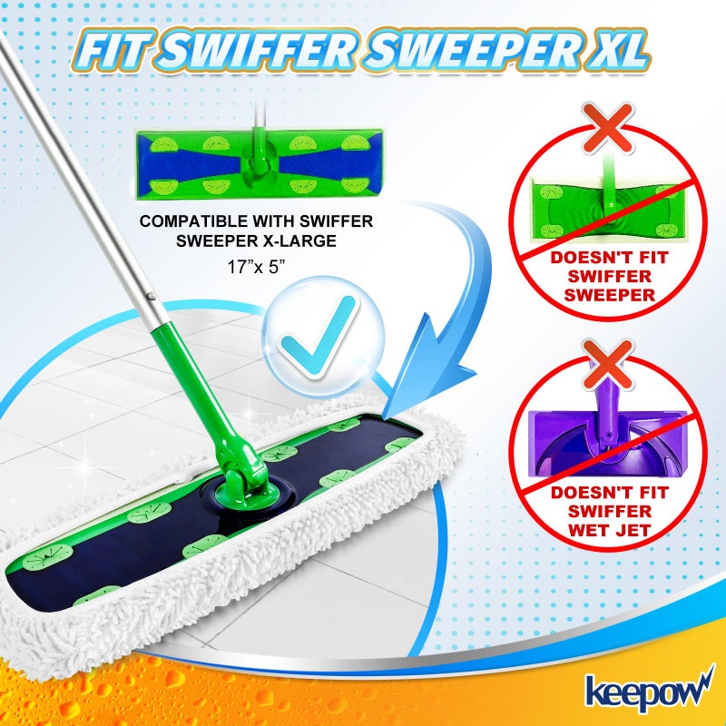 كيباو عبوات مقبولة XL Wet Respoow متوافقة مع Swiffer Swifeter XL X-Large Dry Completing Compling Compling Mopping Dopping Microfiber XL Mop Pads لتنظيف الأرضية السطحي/الخشب الصلب 4 حزمة - Image 2