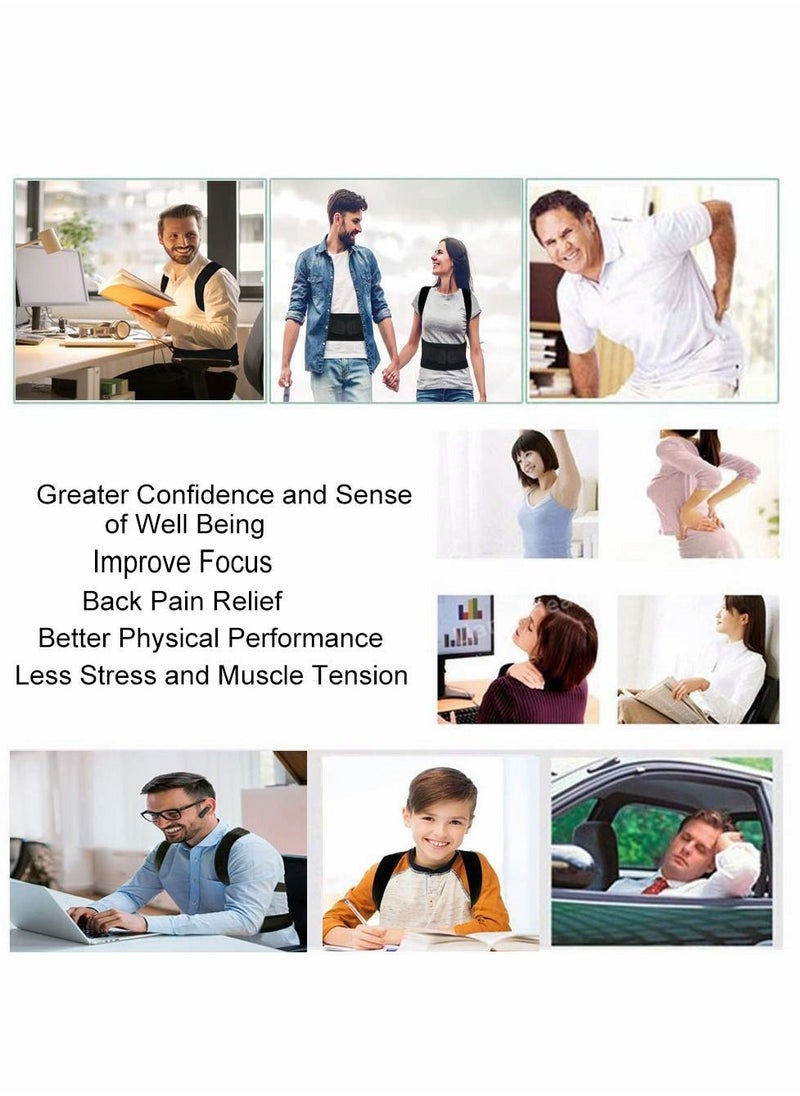 Excefore - Posture Corrector Adjustable Magnetic Support For Neck Shoulder Upper And Lower Back- Black, Small - Image 1