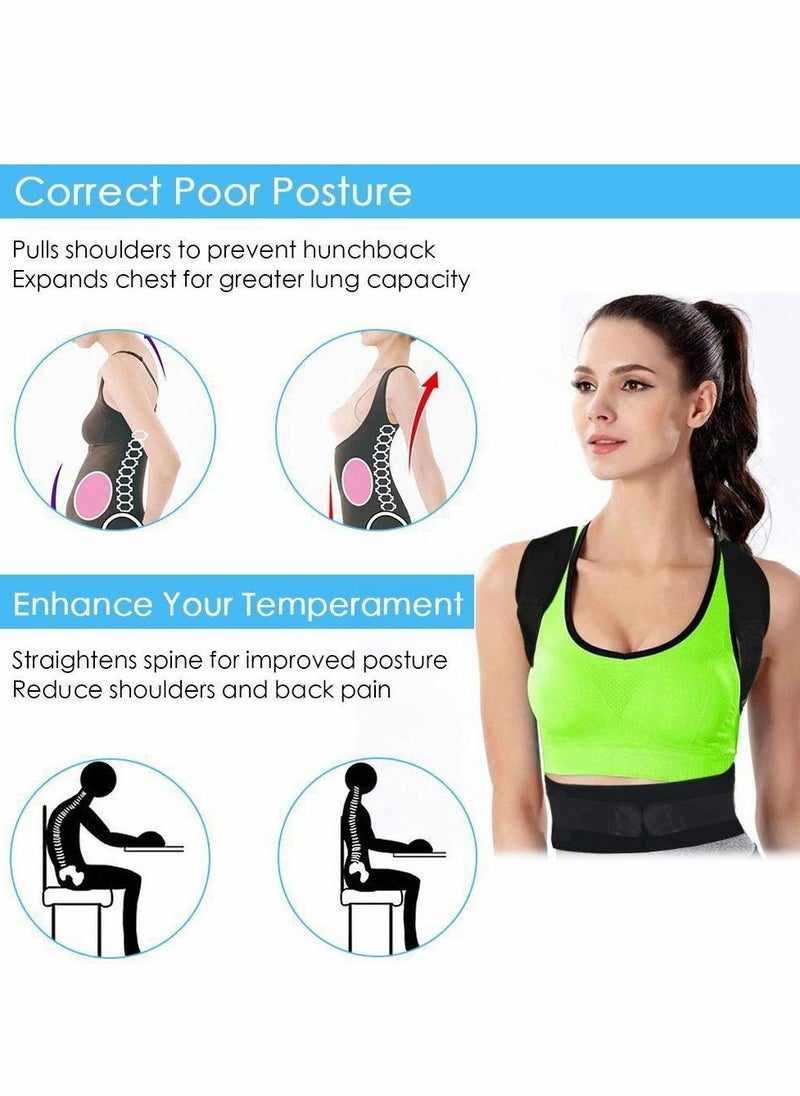 Excefore - Posture Corrector Adjustable Magnetic Support For Neck Shoulder Upper And Lower Back- Black, Small - Image 1