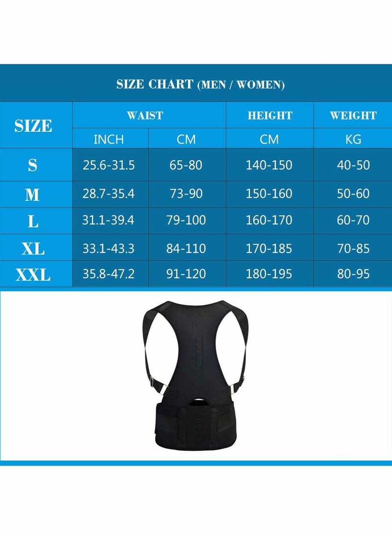 Excefore - Posture Corrector Adjustable Magnetic Support For Neck Shoulder Upper And Lower Back- Black, Small - Image 1